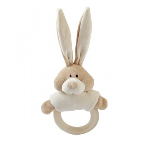 Rattle with wooden teether Bunny