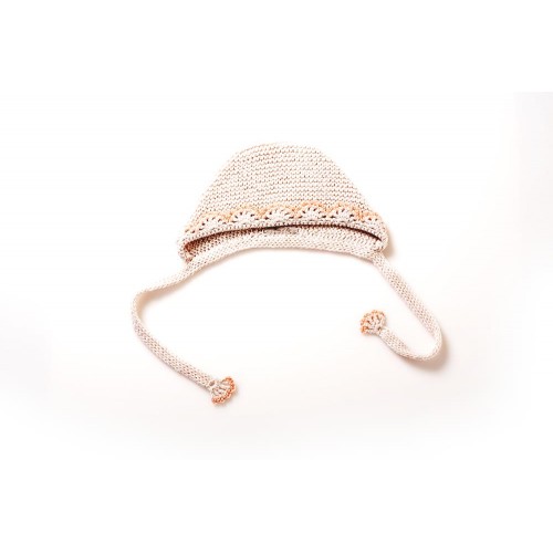 Fanny et Leon Organic Cashwool Hat Cream with Yellow accents