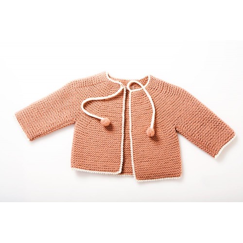 Fanny et Leon Coral Knitted  Jacket with Ties