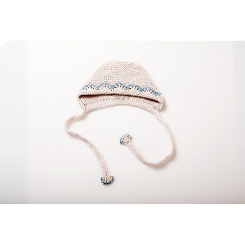 Fanny et Leon Organic Cashwool Hat Cream with Blue accents