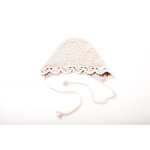 Fanny et Leon Organic Cashwool Hat with Ties Pearl