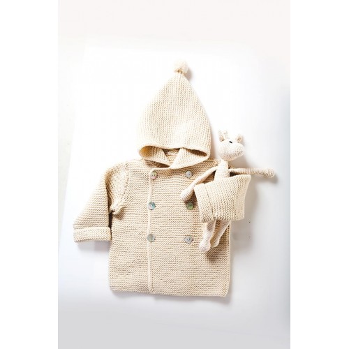 Fanny et Leon Baby White Knitted Hoodie