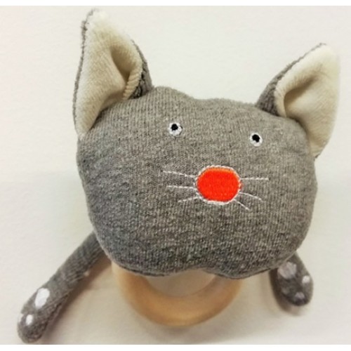 Rattle with wooden teether